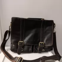 Contacts Mens Genuine Leather 14 Laptop Bag Office Crossbody Briefcase Handbag Coffee